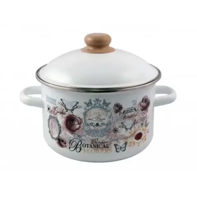 Кастрюля эмалированная 3,0л цилиндр Roses