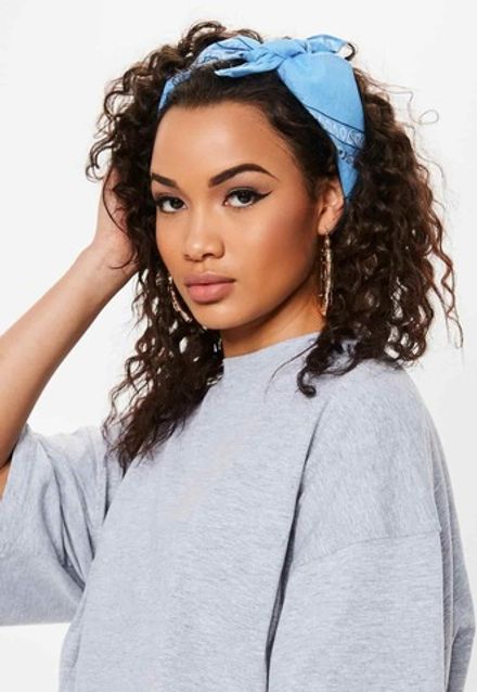 Бандана голубая пейсли огурцы