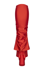 Юбка макси из сатина со шлейфом