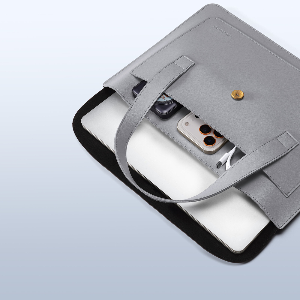 Ручная сумка из искусственной кожи черного цвета для ноутбука или планшета до 16 дюймов, серия AURA Series Handbag от Dux Ducis