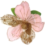 Украшение новогоднее «Пуансеттия - Рожедественская красавица» 23 см, Розовый/Золото