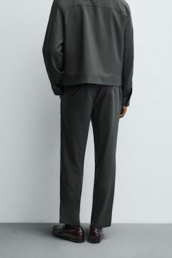 ZARA БРЮКИ-ДЖОГГЕРЫ КЛАССИЧЕСКОГО КРОЯ, ТЕМНЫЙ ХАКИ