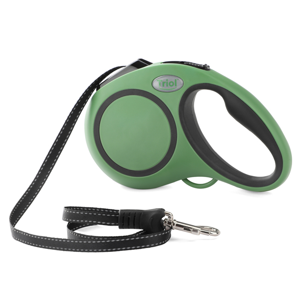Поводок-рулетка для собак Urban S, 5м до 15кг, лента, зеленый, Triol