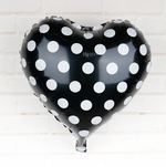 К Шар сердце 18" / 46 см "Горох. Белый на черном" (Falali) (БГ-15)