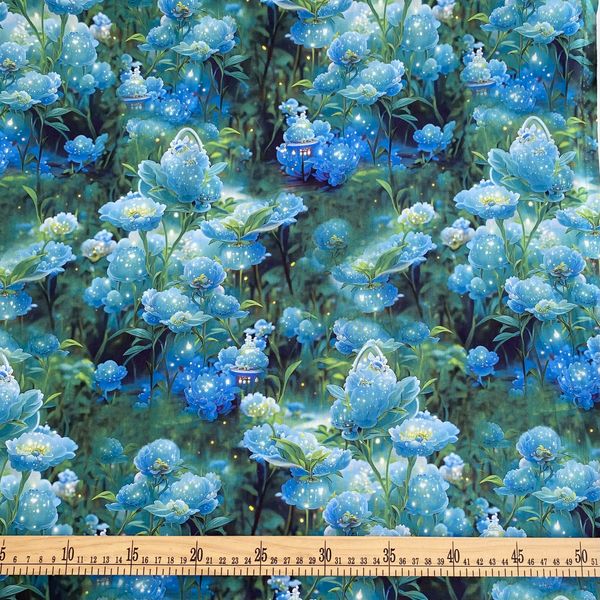 ВОЛШЕБНЫЕ ЦВЕТЫ В НОЧИ 100% хлопок, Handmade Fabrics 2