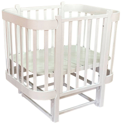 Детская кроватка Кедр Adele продольный маятник 3 в 1 белый/белый