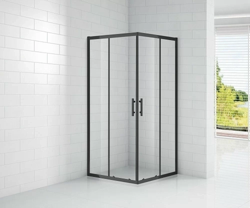 Душевой уголок Cezares Eco 100x100 ECO-O-A-2-100-C-NERO стекло прозрачное/профиль черный