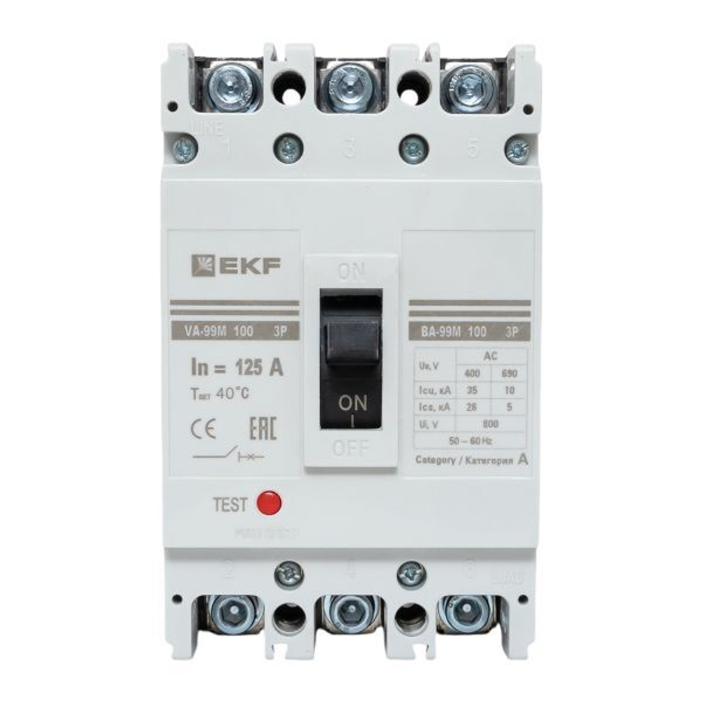 Автоматический выключатель в литом корпусе  EKF mccb99-100-125m