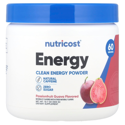 Nutricost, Energy, Clean Energy в порошке, маракуйя и гуава, 300 г (10,7 унции)