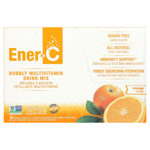 Ener-C, мультивитаминная смесь для приготовления напитка, без сахара, апельсин, 1000 мг, 30 пакетиков по 5,35 г (0,2 унции)