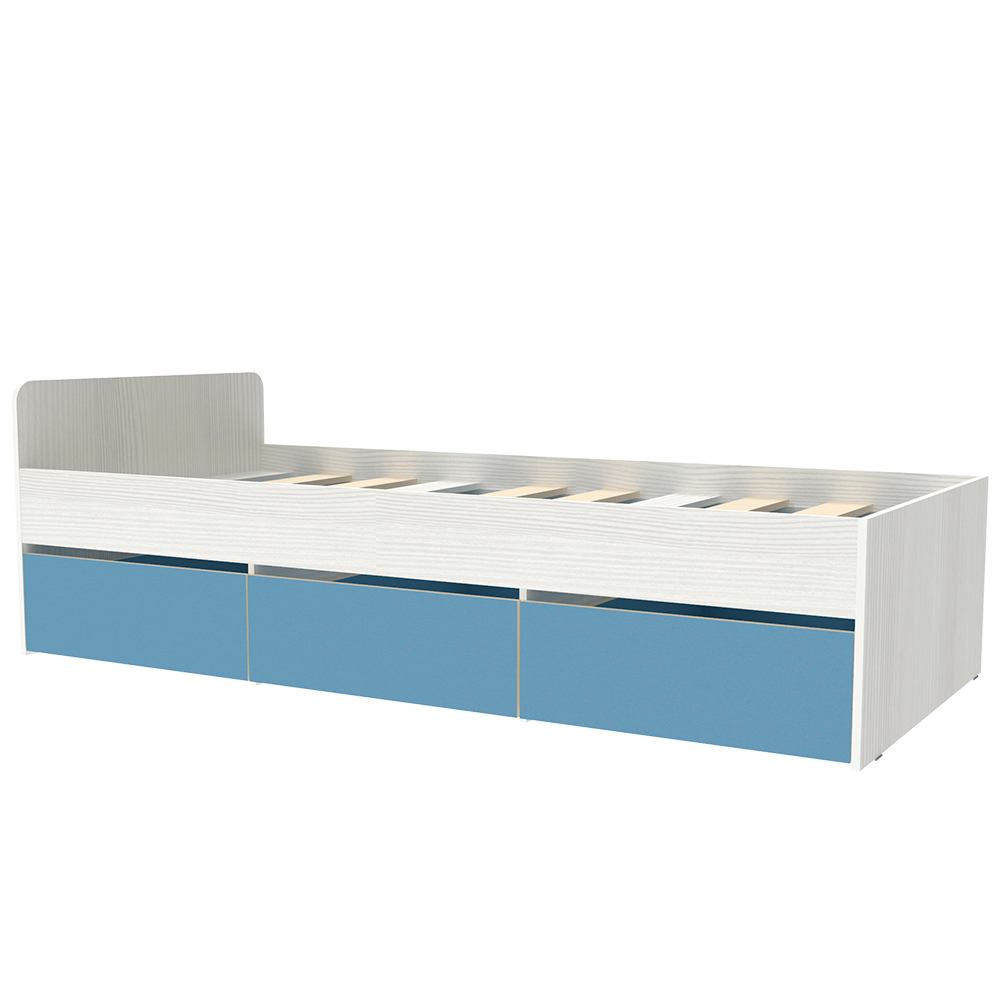 Кровать односпальная КарИВи КИВи Белое Дерево Светло-синий, голубой