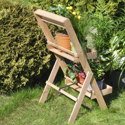 Подставка для цветов и декора напольная 2 полки из массива сосны Флорэль, деревянная этажерка для цветов на подоконник в стиле рустик, бежевая