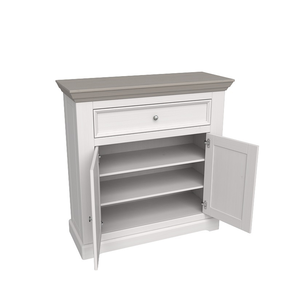 Комод для обуви «Форест» 2 двери 1 ящик с 2 полками белый воск/антрацит