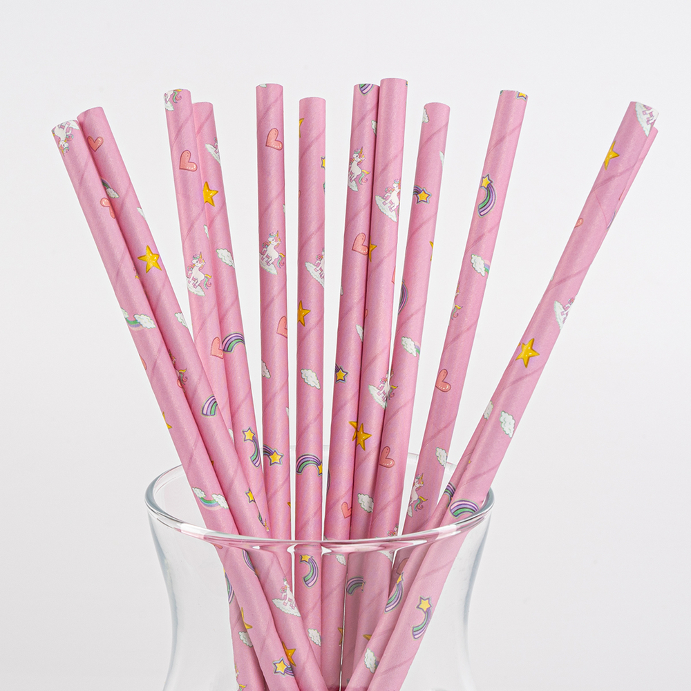 Трубочки для коктейлей бумажные «Единороги», 12 шт