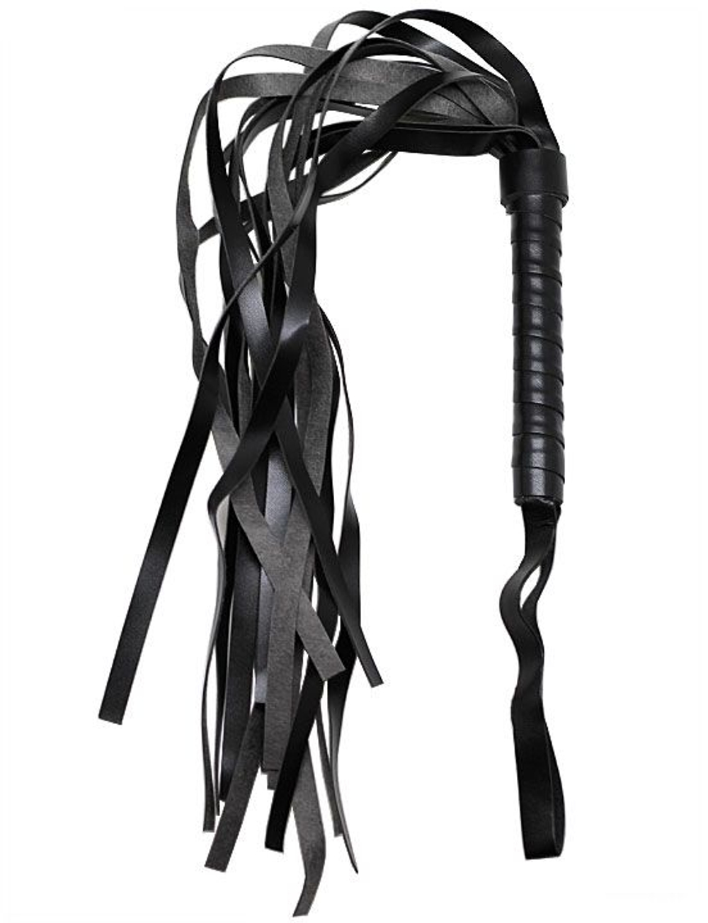 Черный многохвостый флогер с твёрдой ручкой - 46 см. (Цвет: черный)