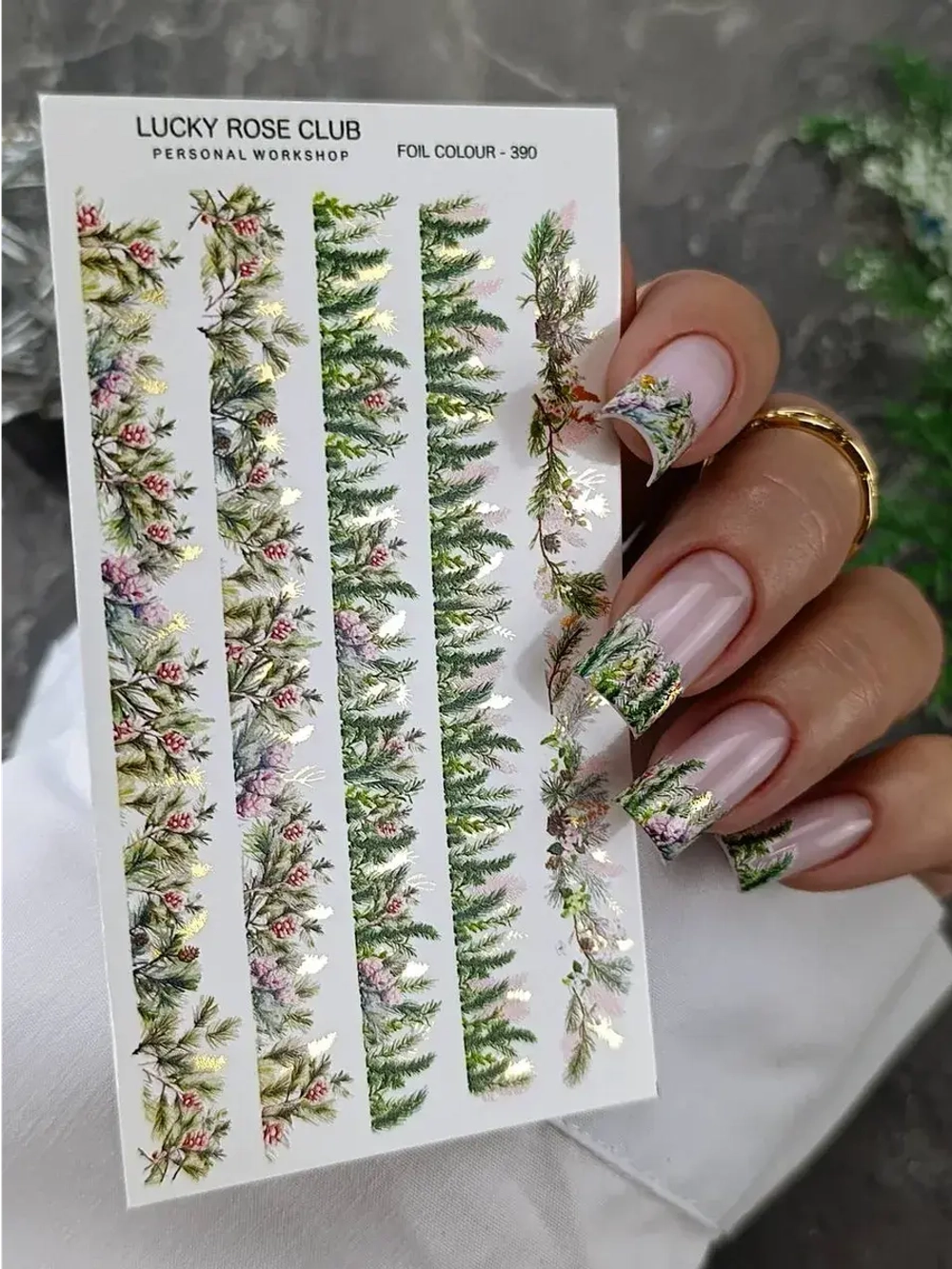 Lucky Rose Слайдеры наклейки для длинных ногтей 390