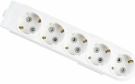 Колодка 5 гн с/з белая новинка ELWATTE