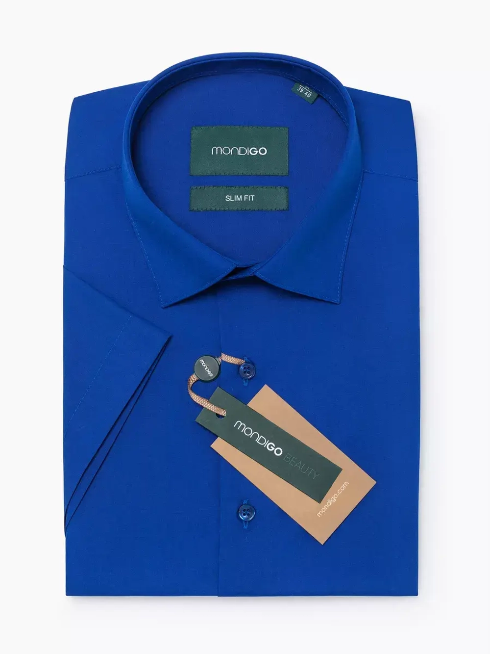 Рубашка приталенная SLIM FIT с коротким рукавом, синяя