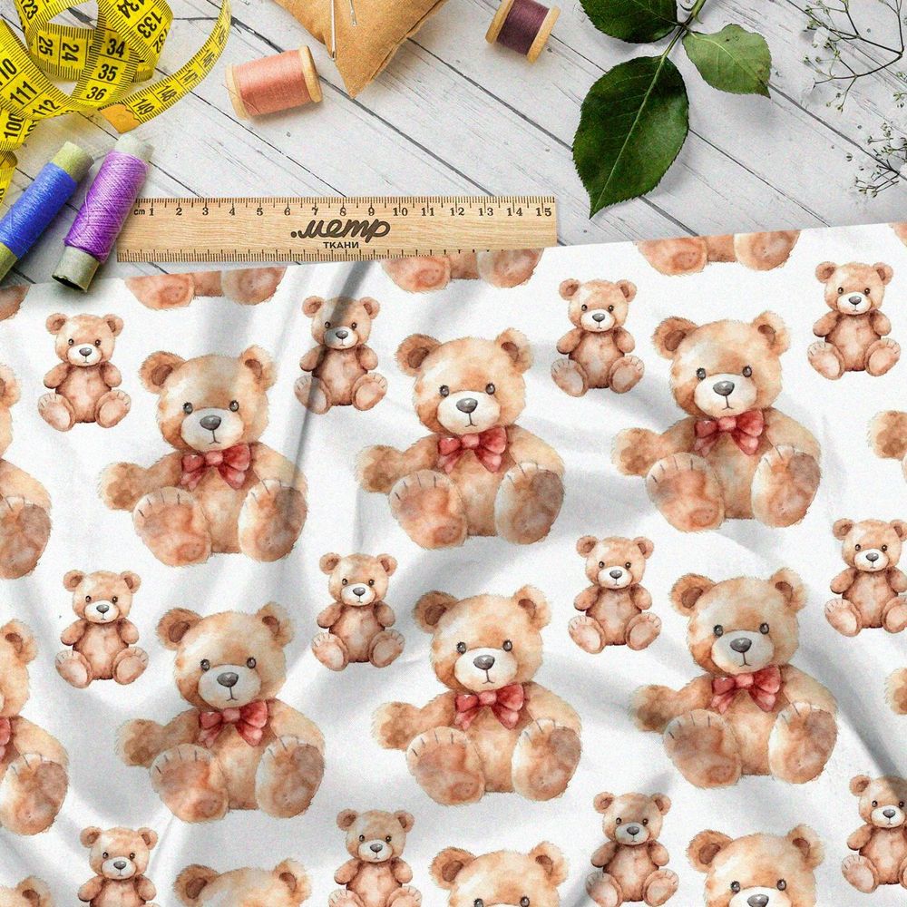 Ткань Ниагара Софт игрушечные медведи с бантами