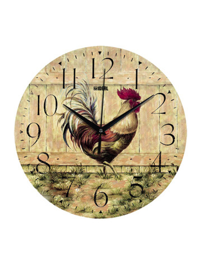 Часы настенные деревянные IDEAL "ПЕТУХ", 30 см, бесшумные, арабские цифры Декор для дома, подарок