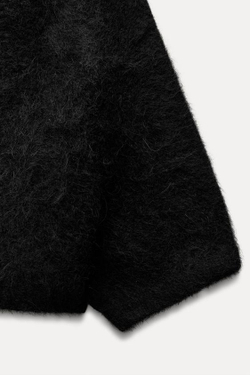 ZARA СВИТЕР ИЗ СМЕСОВОЙ АЛЬПАКИ, ЧЕРНЫЙ