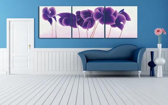 Модульная картина "Фиолетовые цветы"