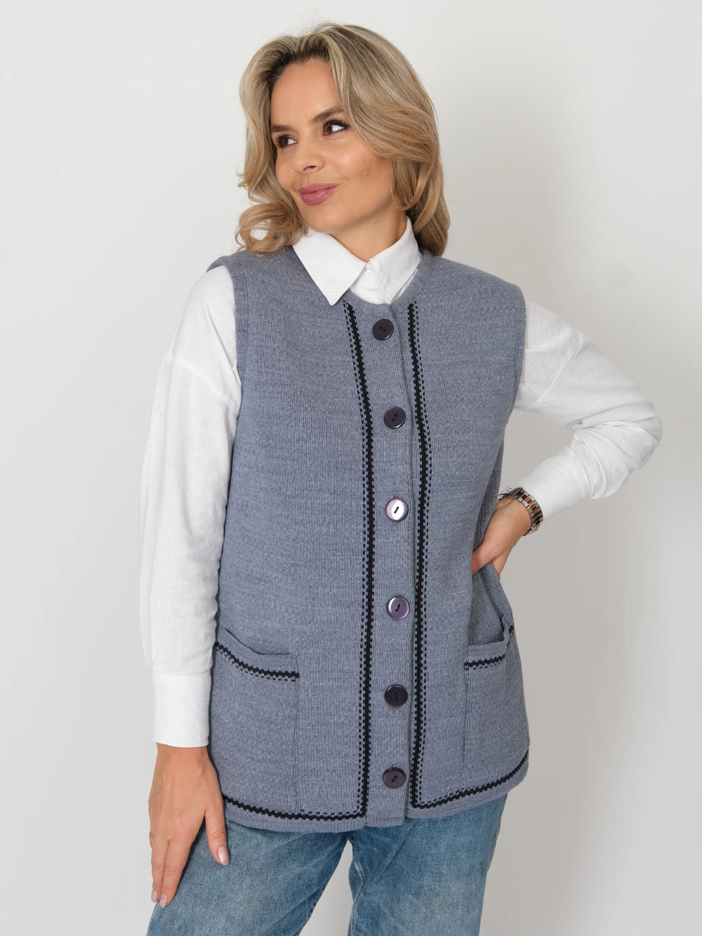 Жилет С 7772/индиго