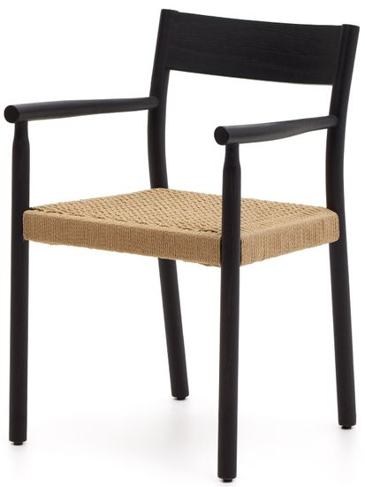Yalia Стул из массива дуба с черной отделкой и сиденьем из 100% веревки La Forma Испания 