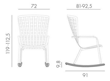 Кресло-качалка Folio пластиковое черное с голубой подушкой Nardi Италия
