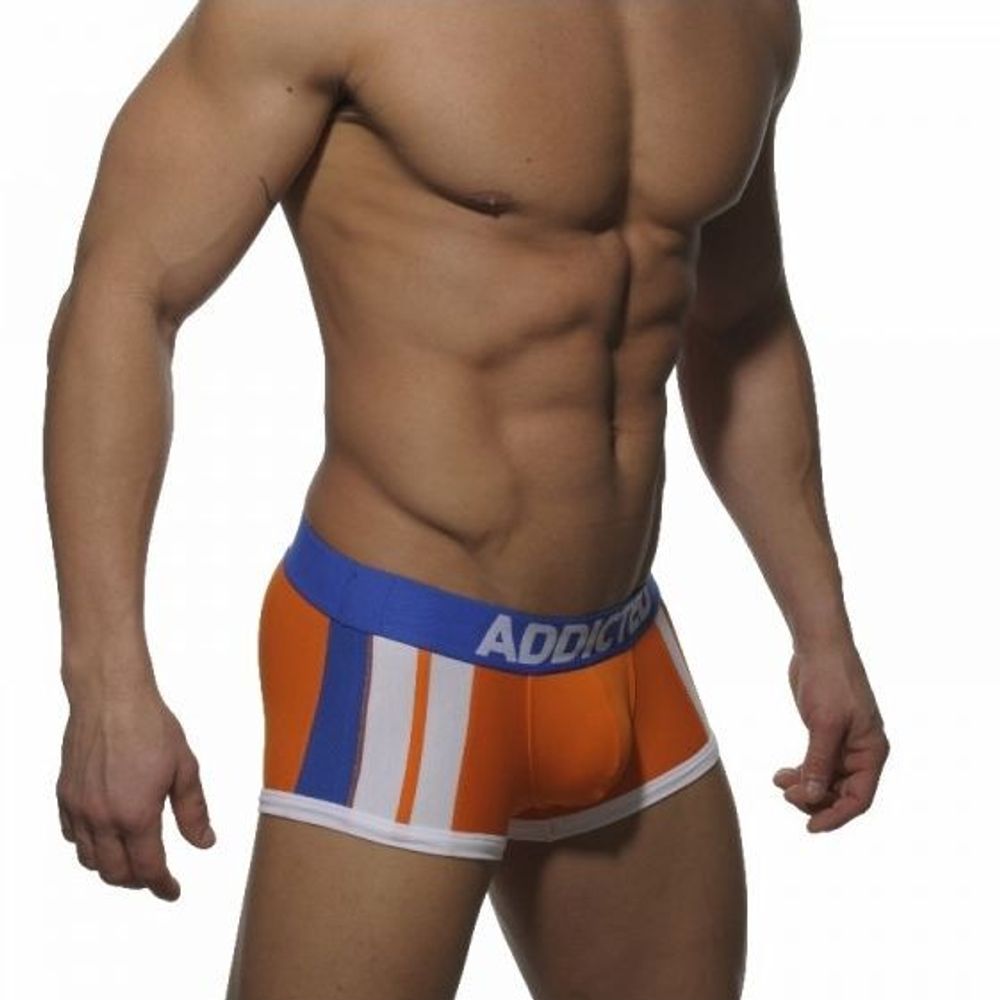 Мужские трусы боксеры оранжевые Addicted orange sportive stripes boxer