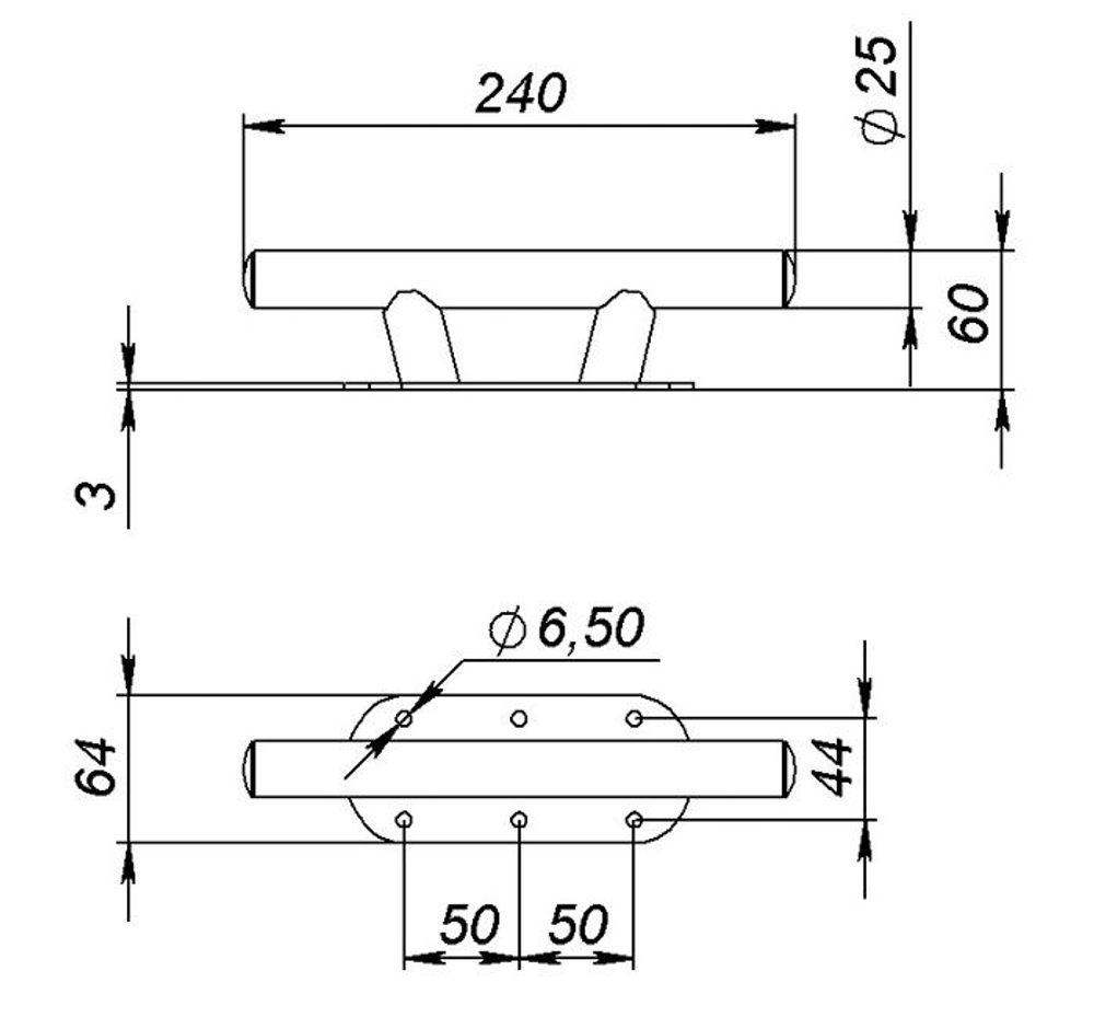 Утка швартовая с площадкой 240 мм, нержавеющая сталь (10268629)
