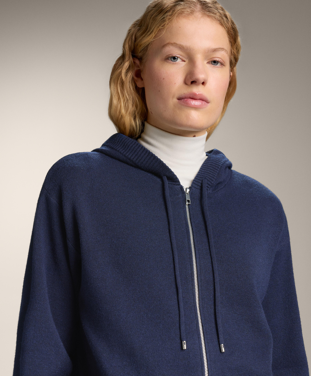 Oysho Вязаная куртка с капюшоном, синий