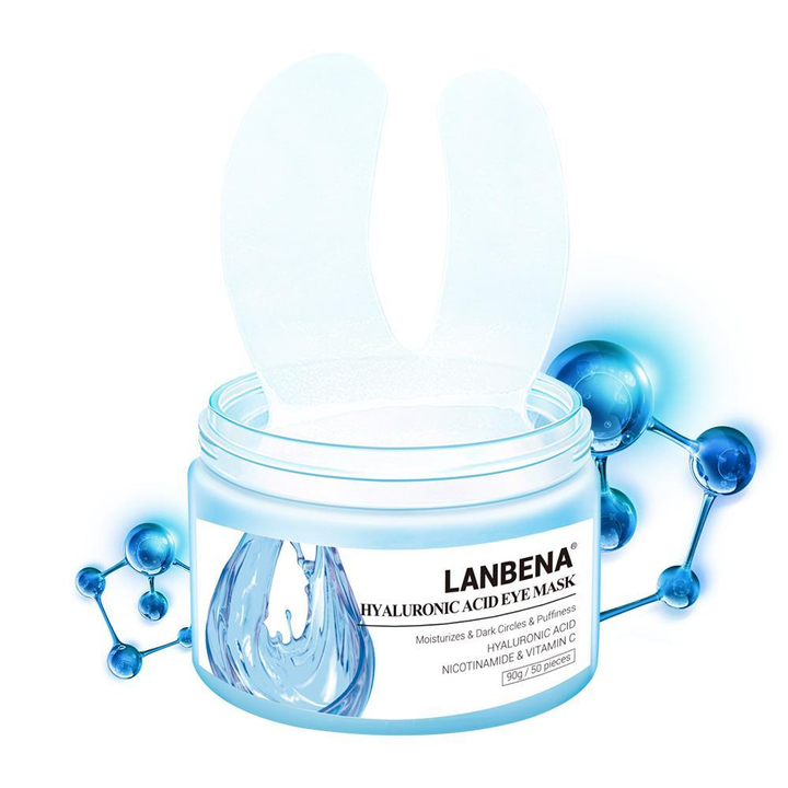 Патчи Lanbena для глаз от отеков и темных кругов, 50 шт, Hyaluronic Acid Eye Mask, 90 гр