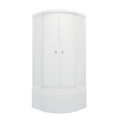 ДО "Стандарт 90*90 Б" 1/4 круга, глуб. подд., Лён, Белый (5 мест+сифон D50мм)