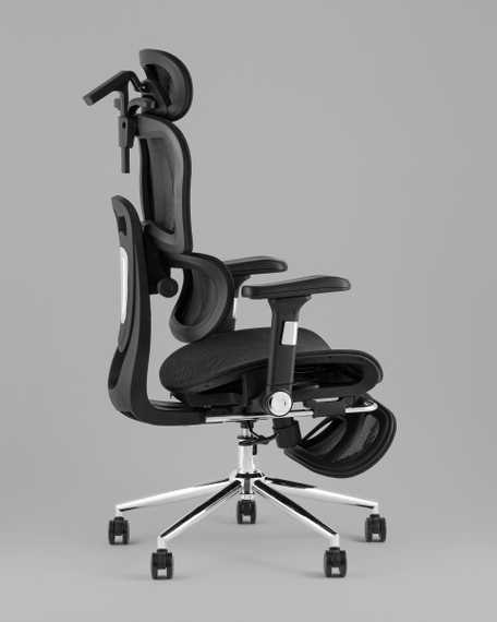 Кресло офисное TopChairs Stich с оттоманкой, черный