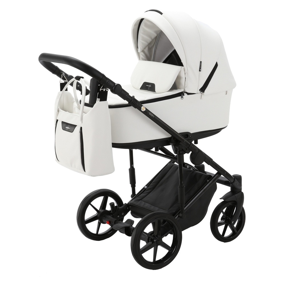 Детская универсальная коляска Adamex ZICO Deluxe Z-SA1 (3в1) - Белая экокожа