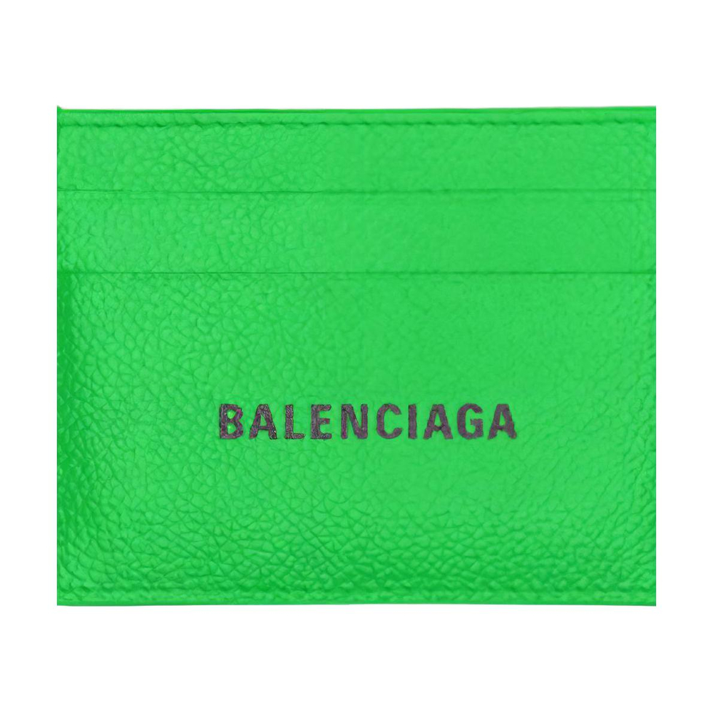 Balenciaga Cash Letter Print Cow Leather Card Holder Card Holder Men"s Green