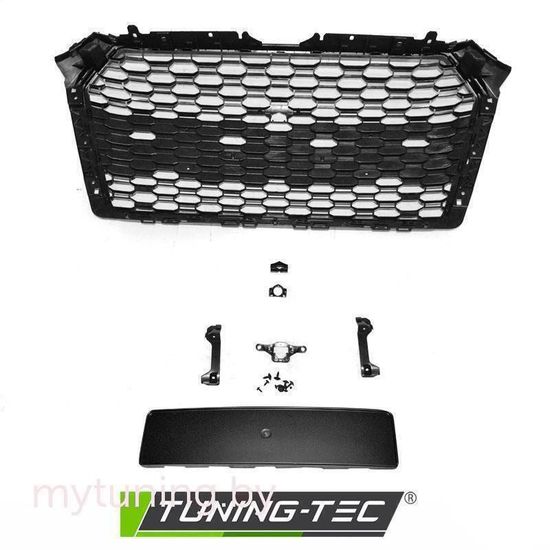 Решетка радиатора для Audi A4 B9 (15-19) черная с хром окантовкой в стиле RS4