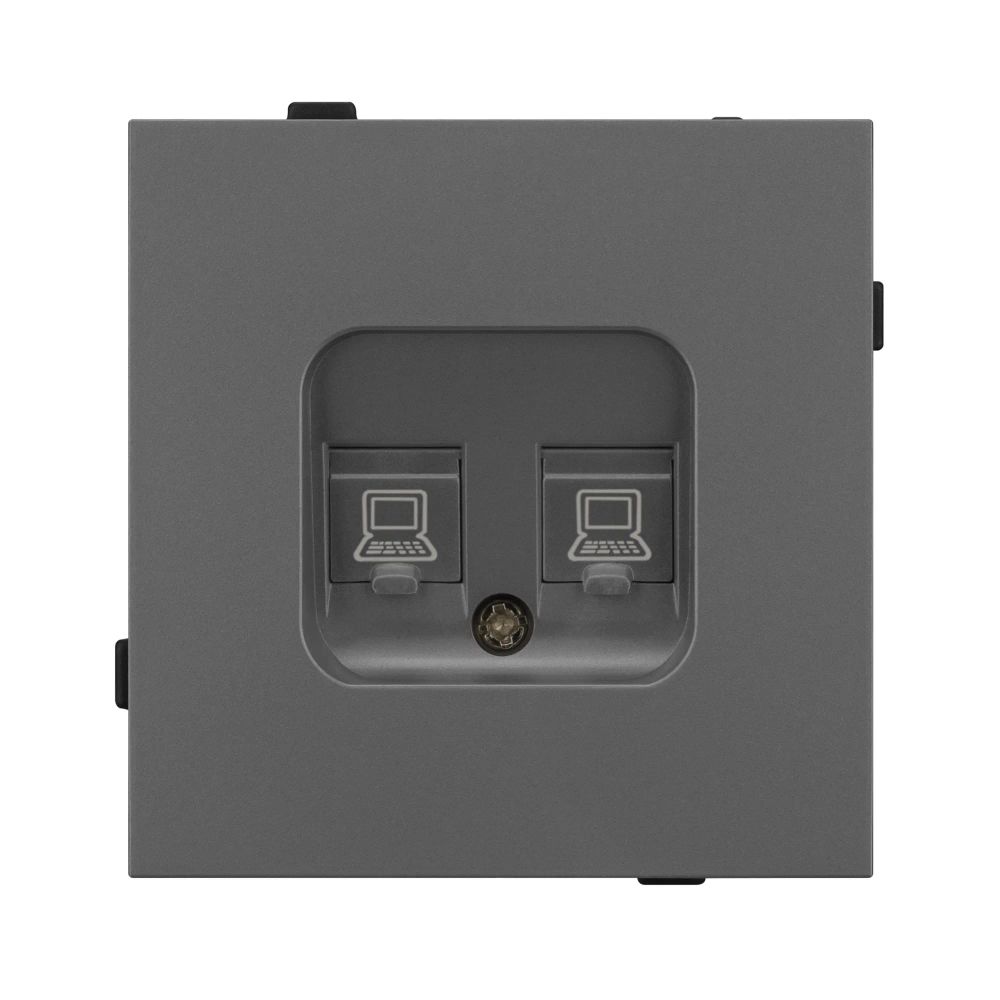 Механизм компьютерной розетки двойной SCT-TENDO-MPC2-SFPL-GR (RJ-45, CAT6) (Arlight, Матовый графитовый) 054597