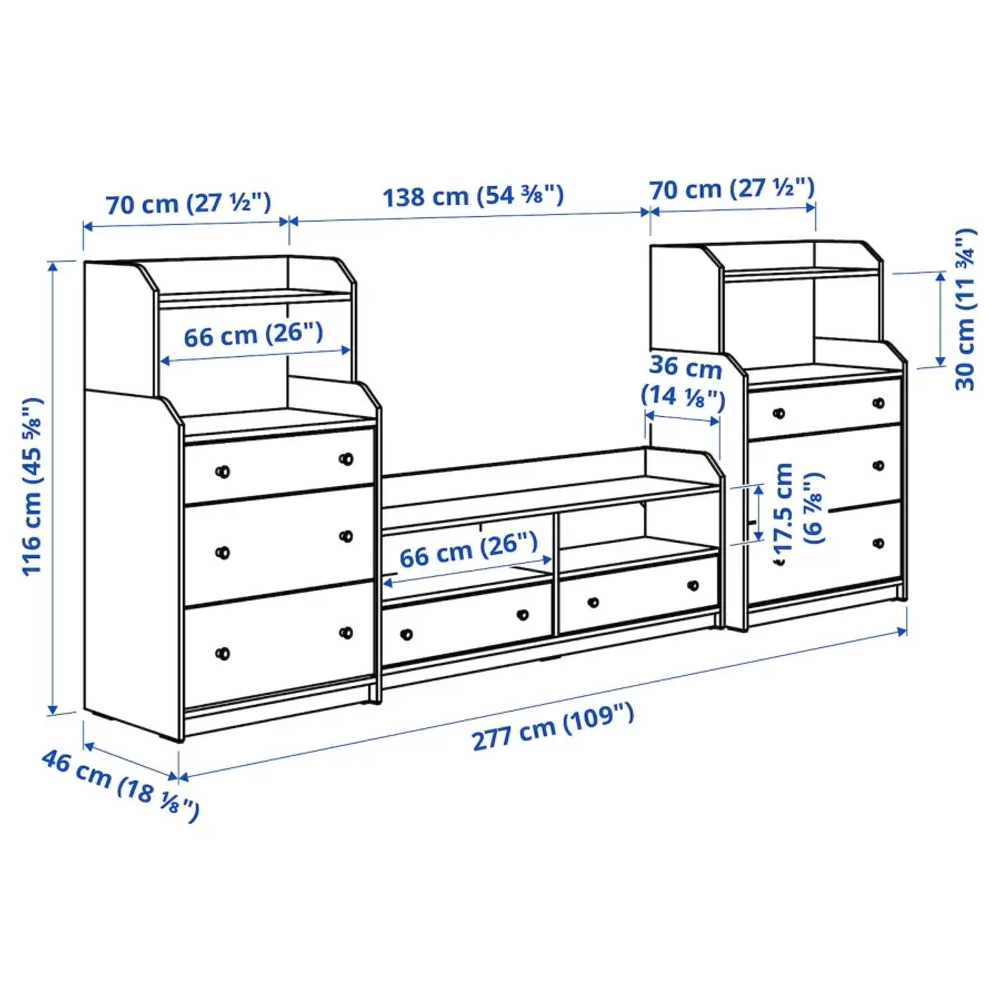 Шкаф для ТВ - IKEA HAUGA, 116x46x277см, белый, ХАУГА ИКЕА
