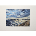 Картина акварельная авторская в паспарту 21х30 см на стену для интерьера "Город у воды"