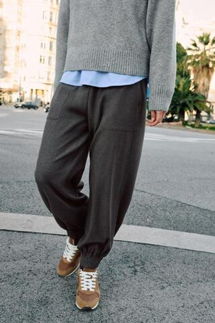 ZARA ДЖОГГЕРЫ С МАНЖЕТАМИ, КОРИЧНЕВЫЙ МЕЛАНЖ