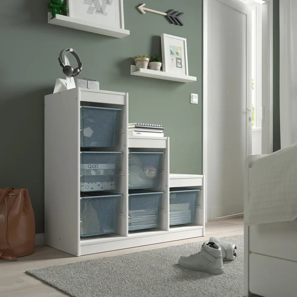 Стеллаж - IKEA TROFAST, 99х44х94 см, белый/серо-голубой, ТРУФАСТ ИКЕА
