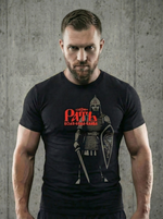 Футболка спортивная хлопковая мужская черная LEGENDA Рать красная