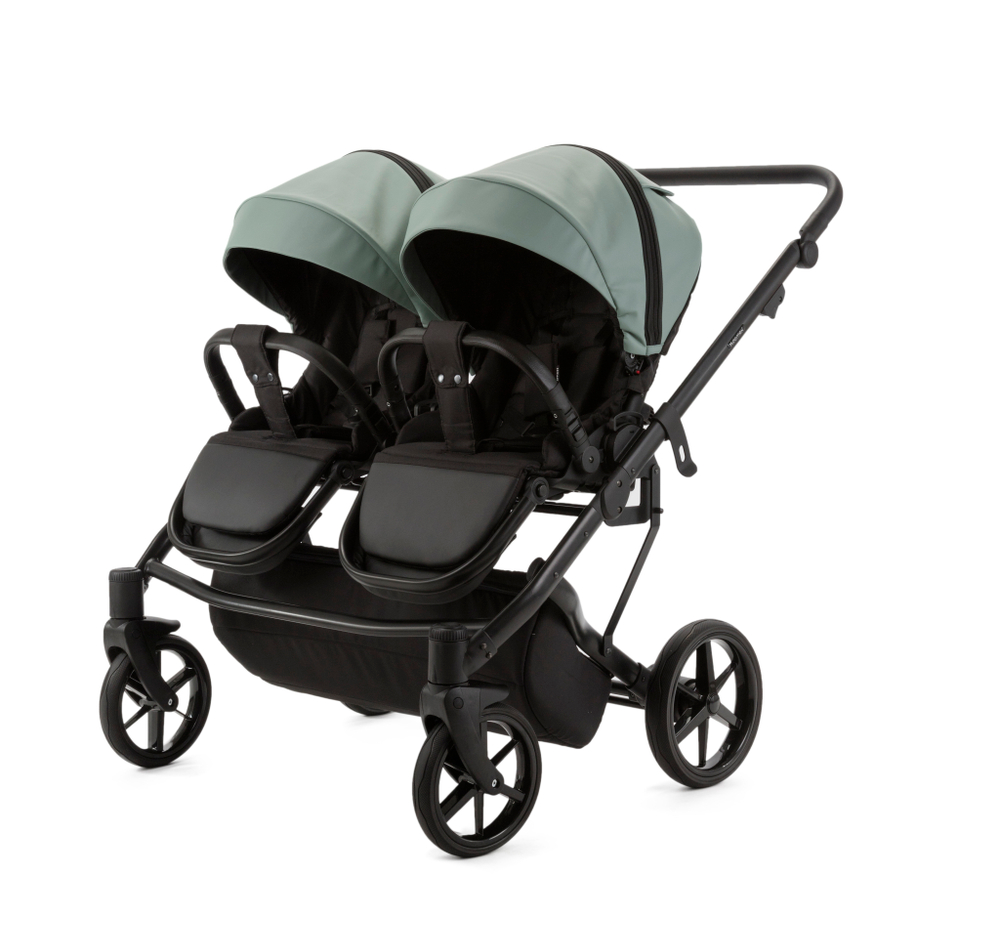 Детская универсальная коляска Adamex LEO DUO Deluxe (2в1) DUO-SA20 - Серо-зеленая экокожа