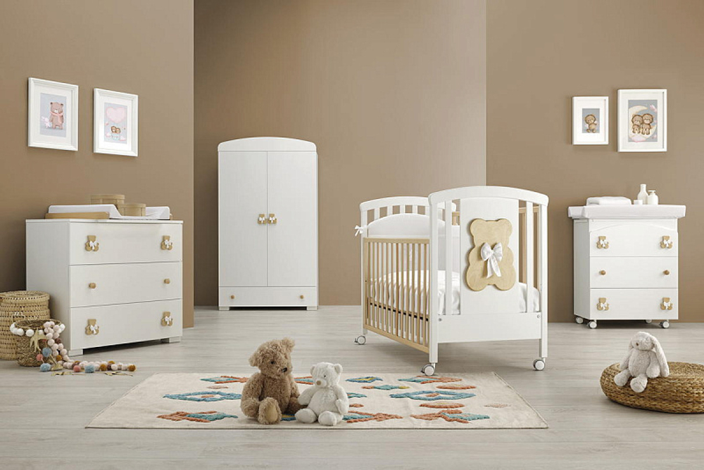 Тумба-комод с пеленальным столом Erbesi Dudu белый/натуральный