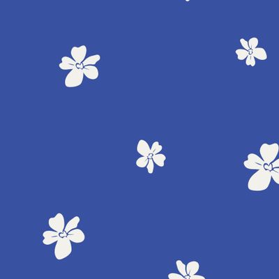 Яркий минималистичный цветочный паттерн на синем фоне