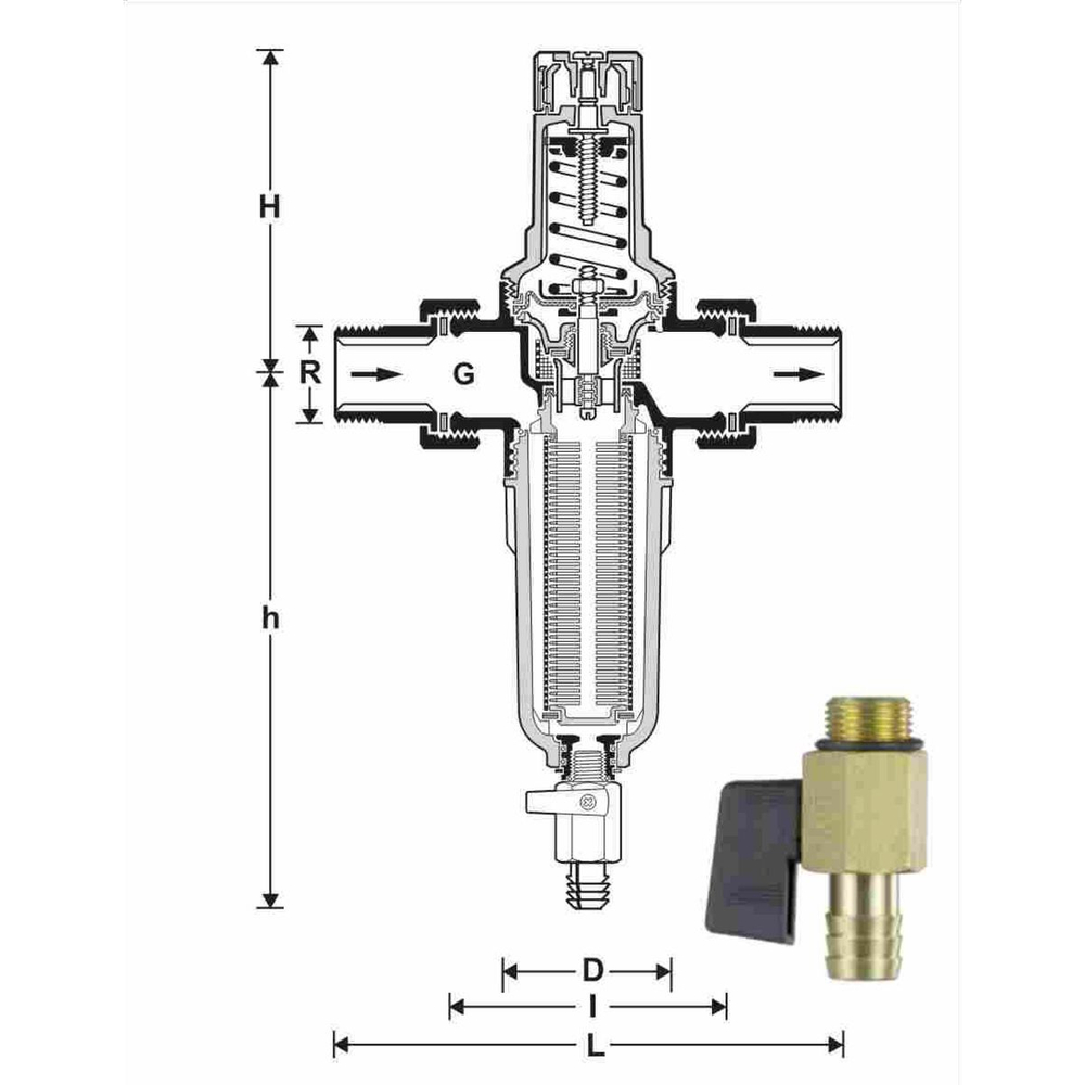 Фильтр промывной с регулятором давления для горячей воды 1/2" TIM JH-1007