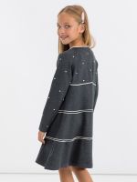 Платье для девочки 392 серый-белый