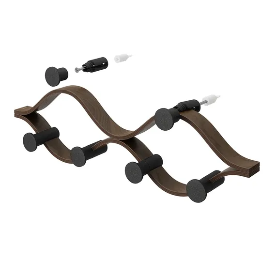 Вешалка настенная montage, 6 крючков, черный/орех